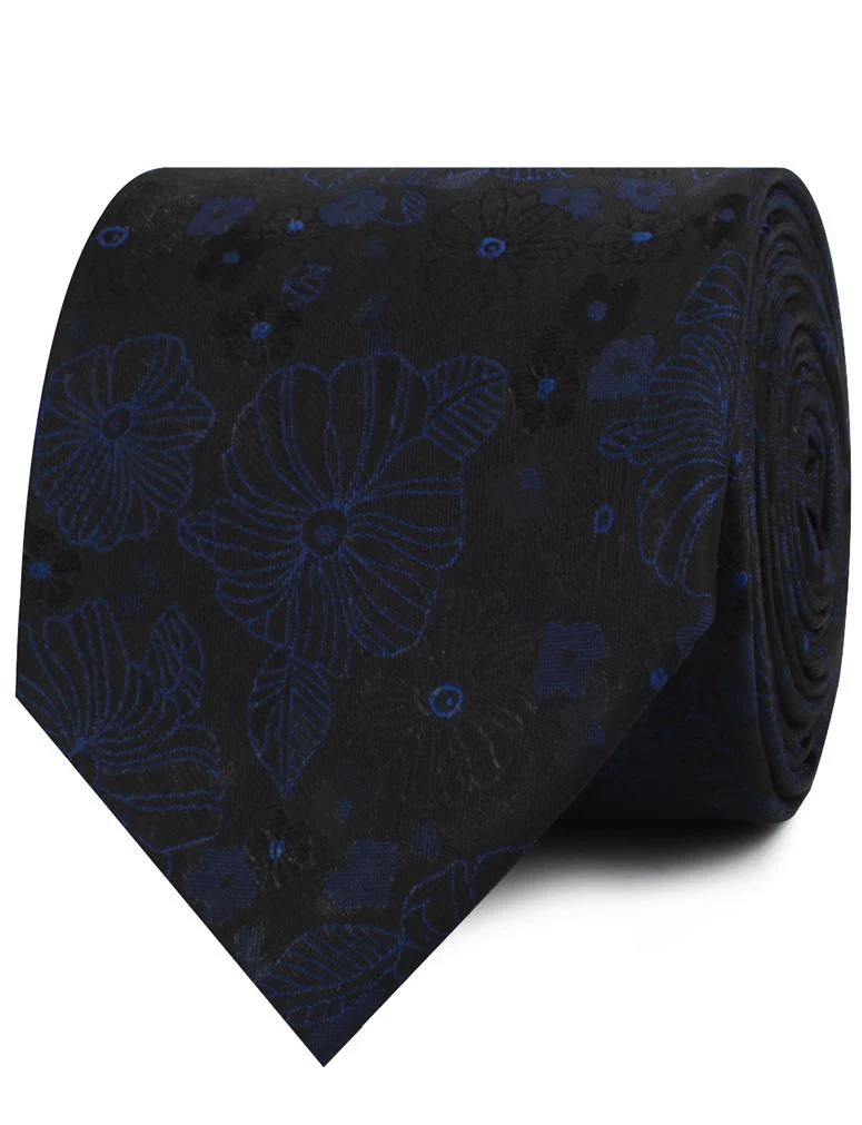 Asagao Midnight Blue-Black Floral Necktie - Image 2