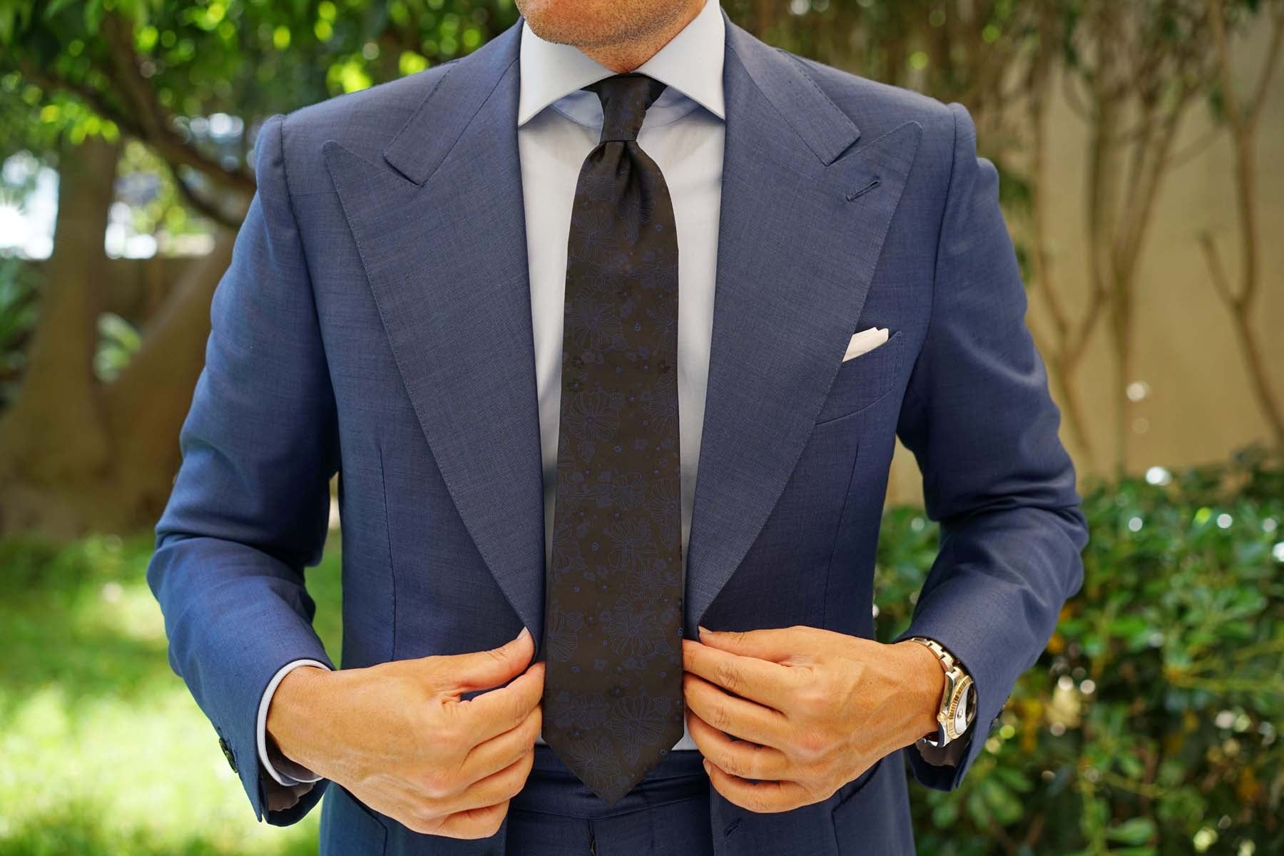 Asagao Midnight Blue-Black Floral Necktie - Image 4