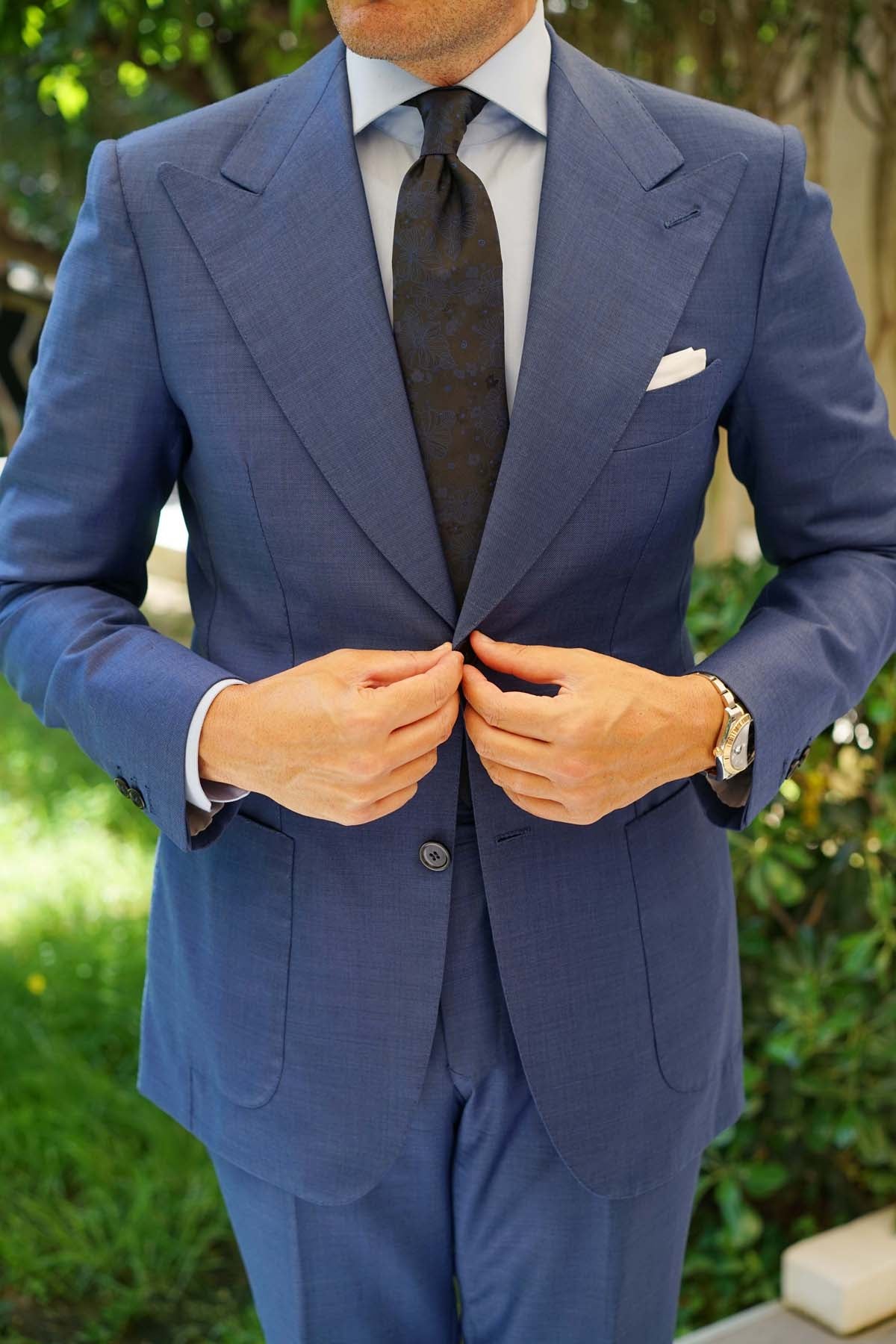 Asagao Midnight Blue-Black Floral Necktie - Image 5