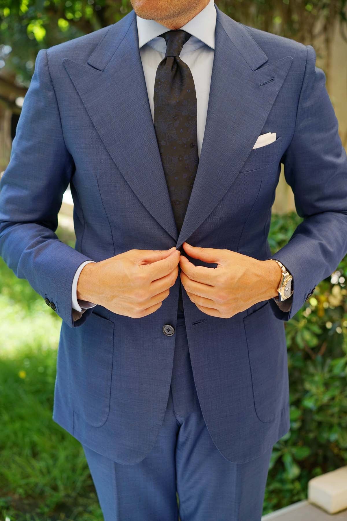 Asagao Midnight Blue-Black Floral Necktie - Image 7