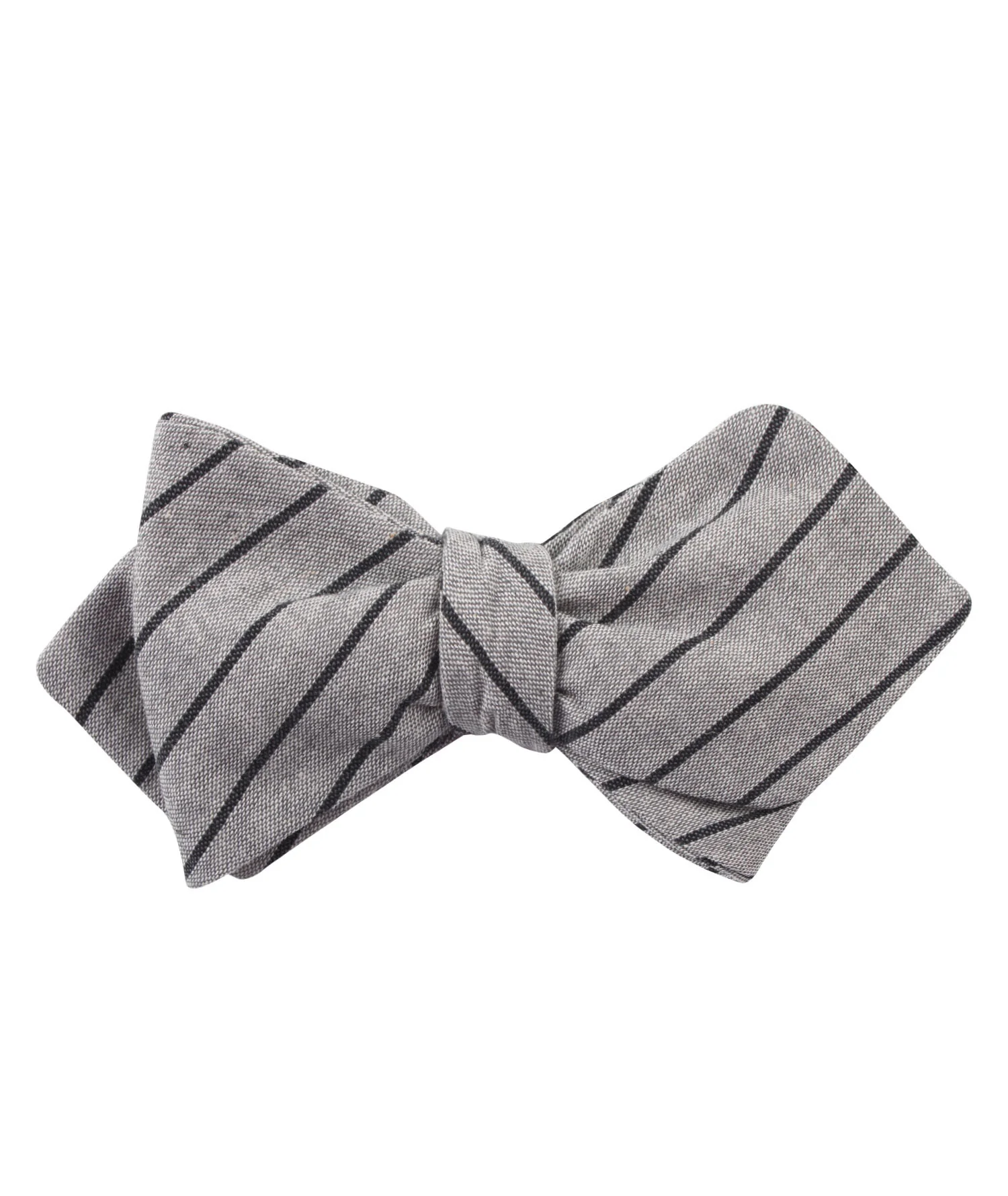 Ash Gray Pinstripe Diamond Self Bow Tie - Image 2