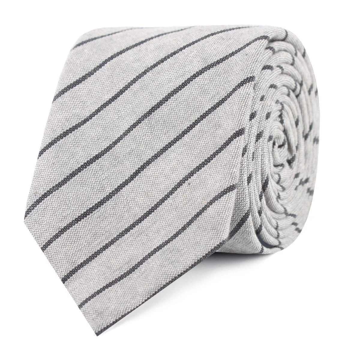 Ash Gray Pinstripe Skinny Tie - Image 2