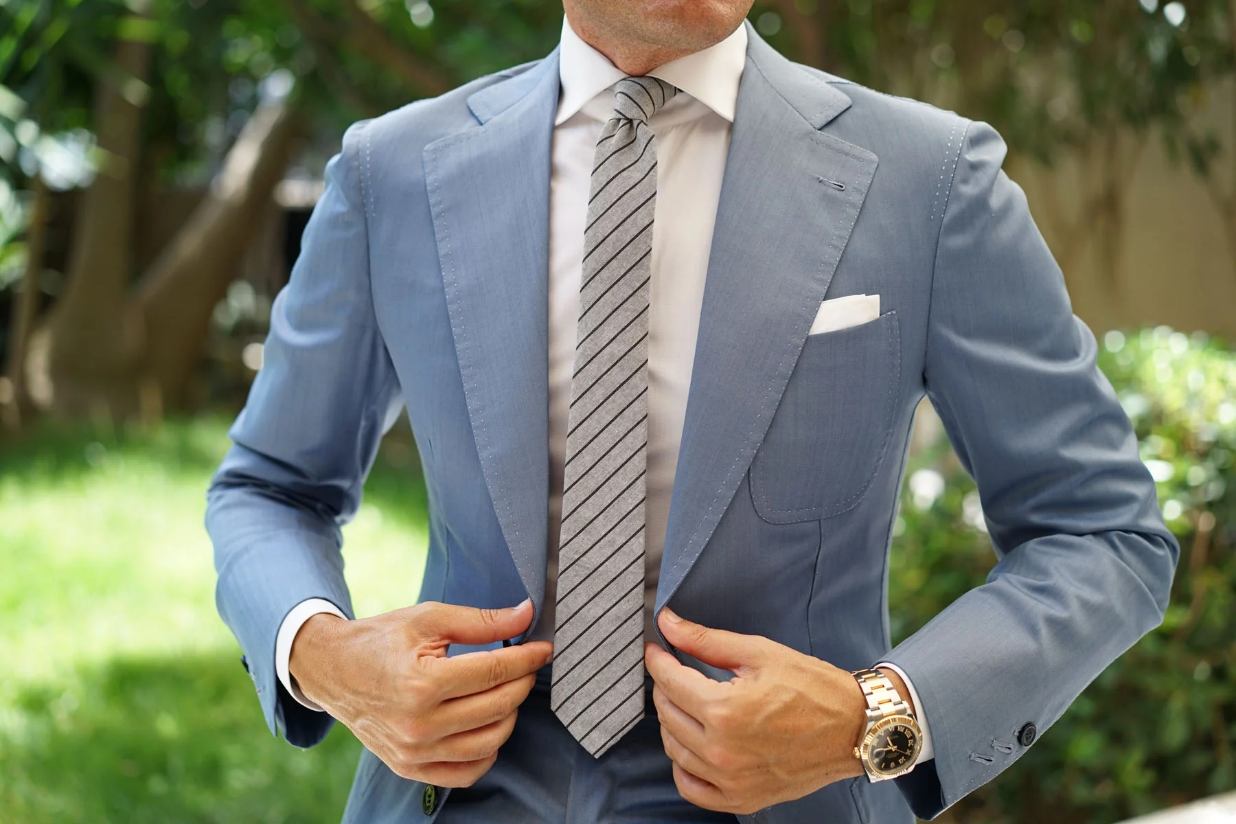 Ash Gray Pinstripe Skinny Tie - Image 4