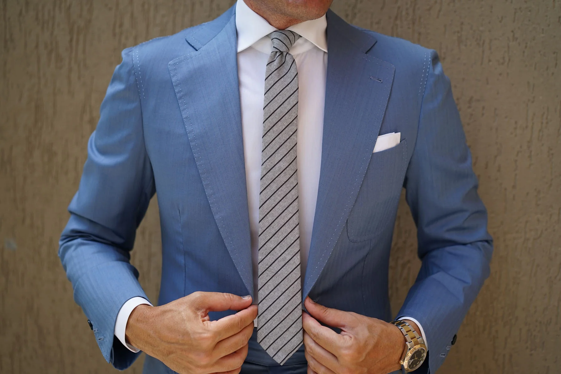 Ash Gray Pinstripe Skinny Tie - Image 6
