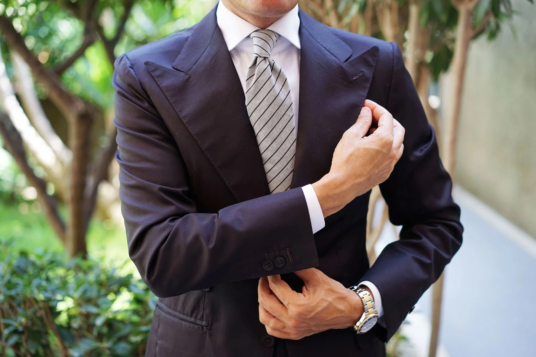 Ash Gray Pinstripe Tie - Image 11
