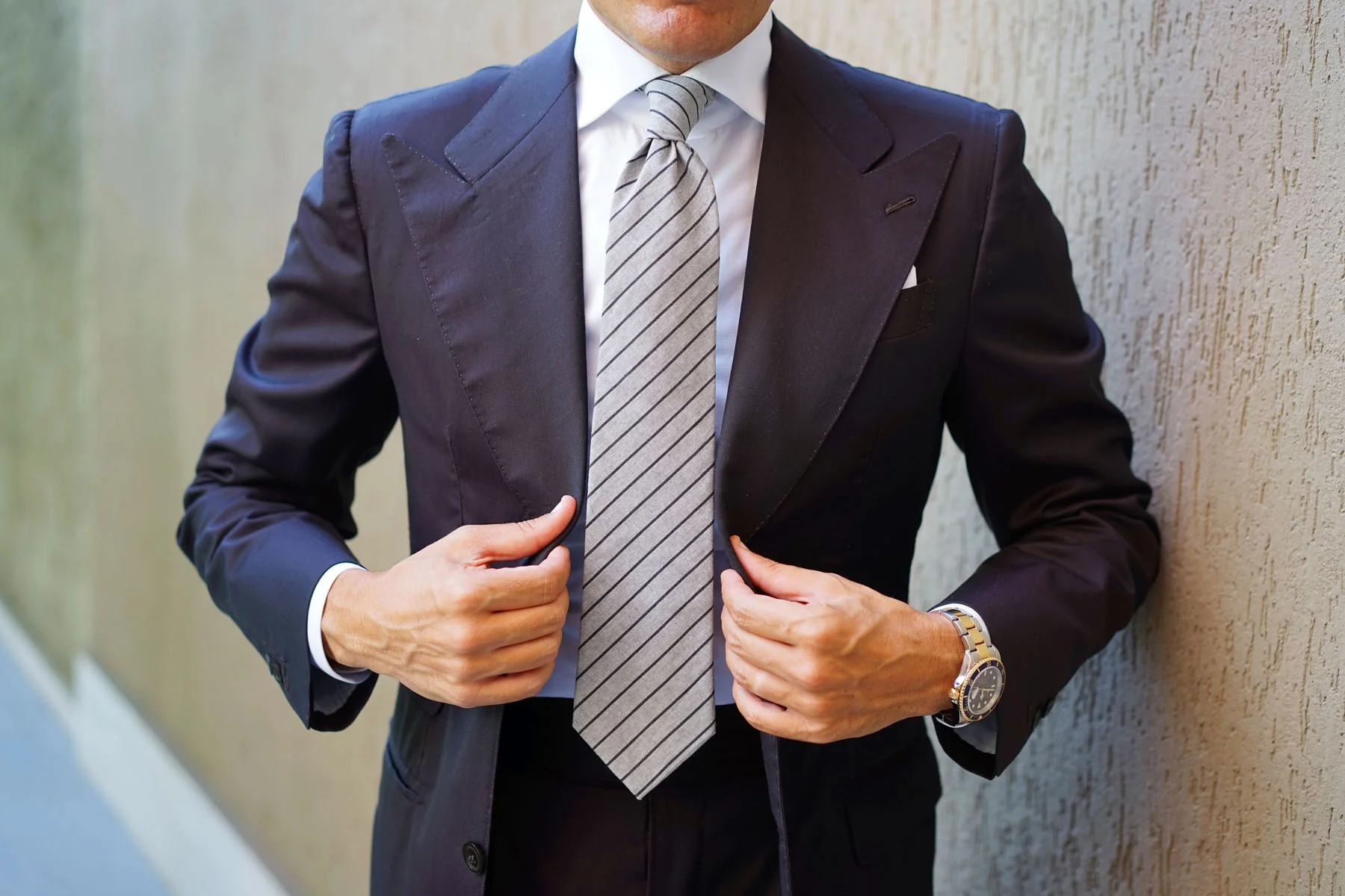 Ash Gray Pinstripe Tie - Image 13