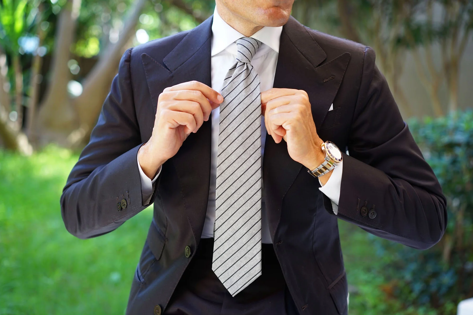 Ash Gray Pinstripe Tie - Image 15
