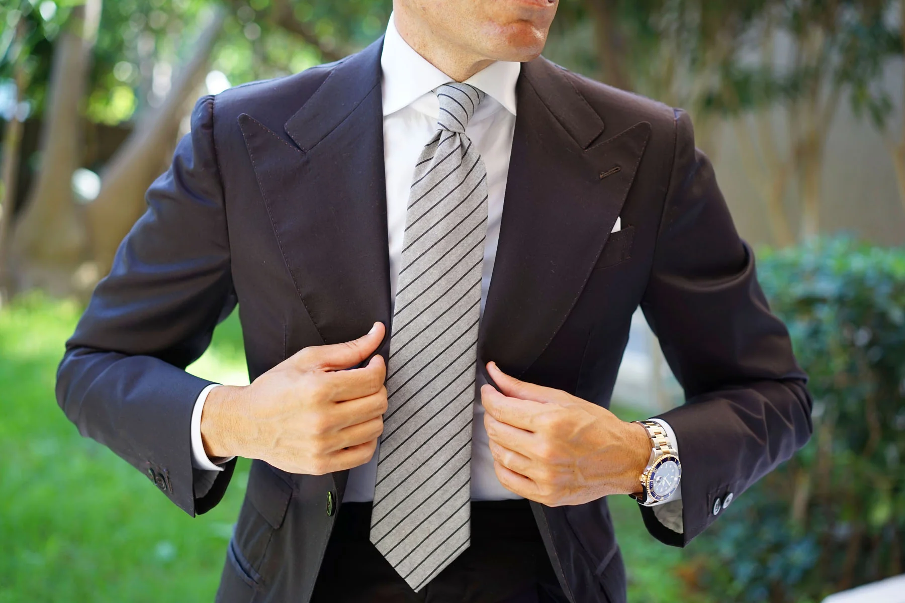 Ash Gray Pinstripe Tie - Image 4