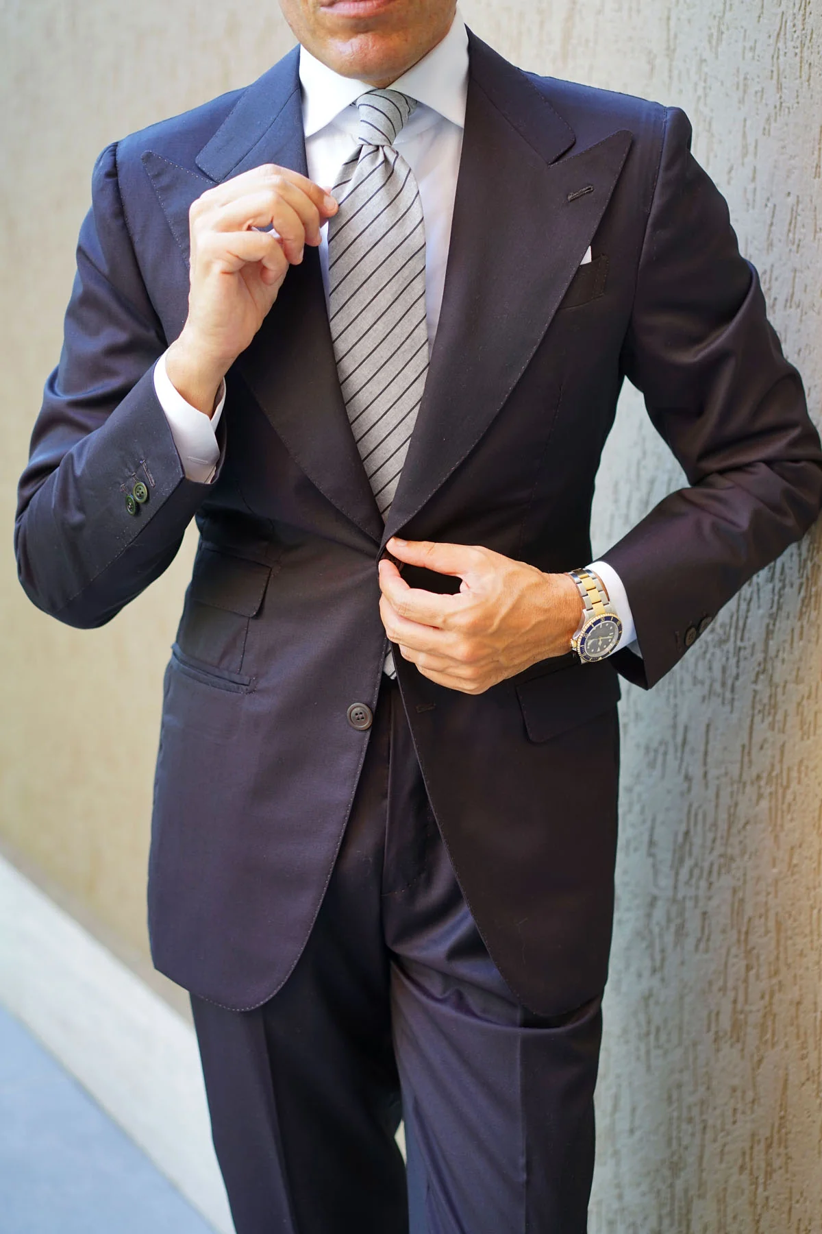 Ash Gray Pinstripe Tie - Image 5