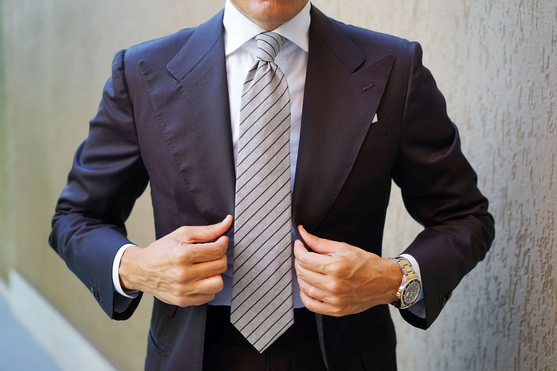 Ash Gray Pinstripe Tie - Image 6