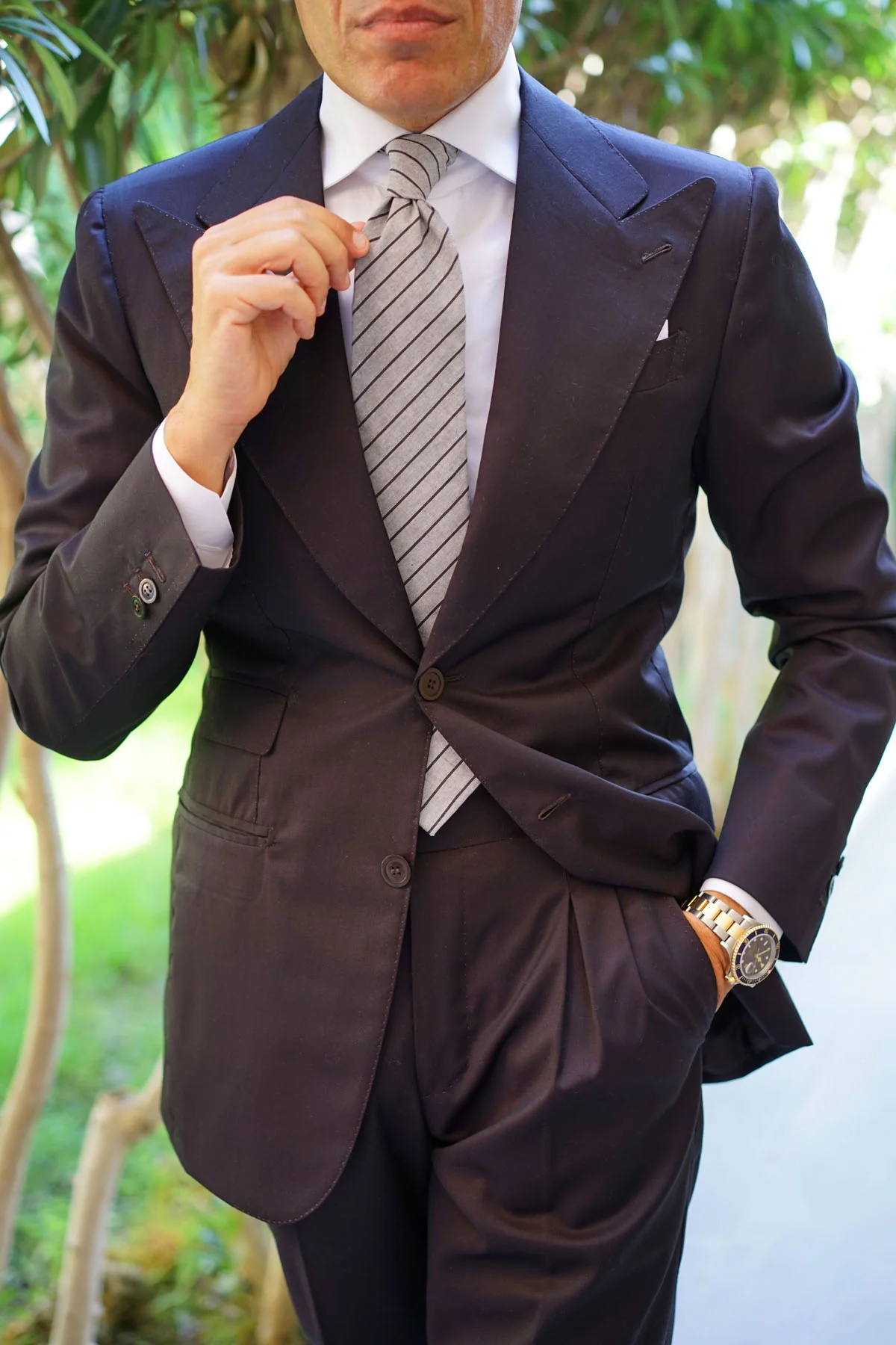 Ash Gray Pinstripe Tie - Image 7