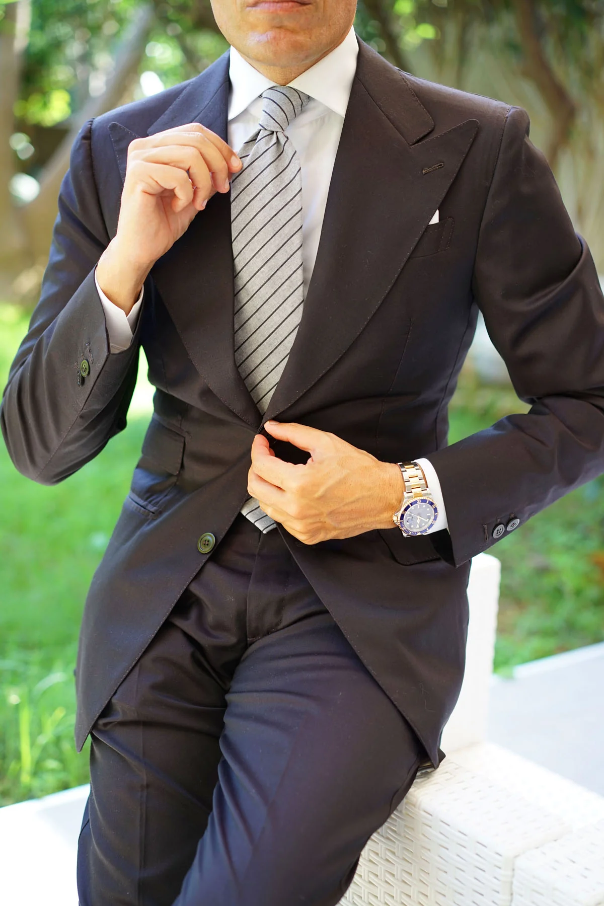 Ash Gray Pinstripe Tie - Image 8
