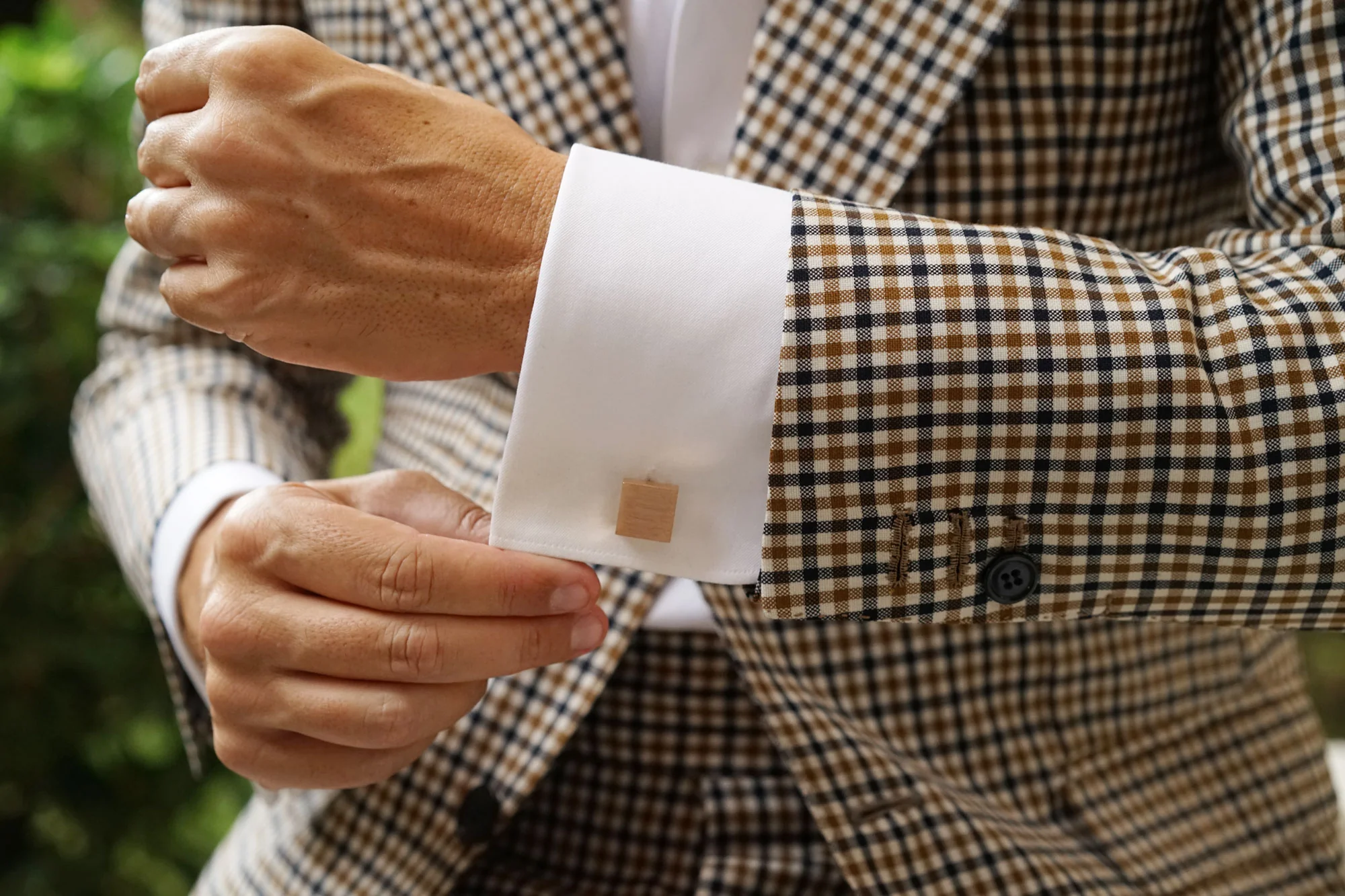 Aswan Brushed Rose Gold Square Cufflinks - Image 8
