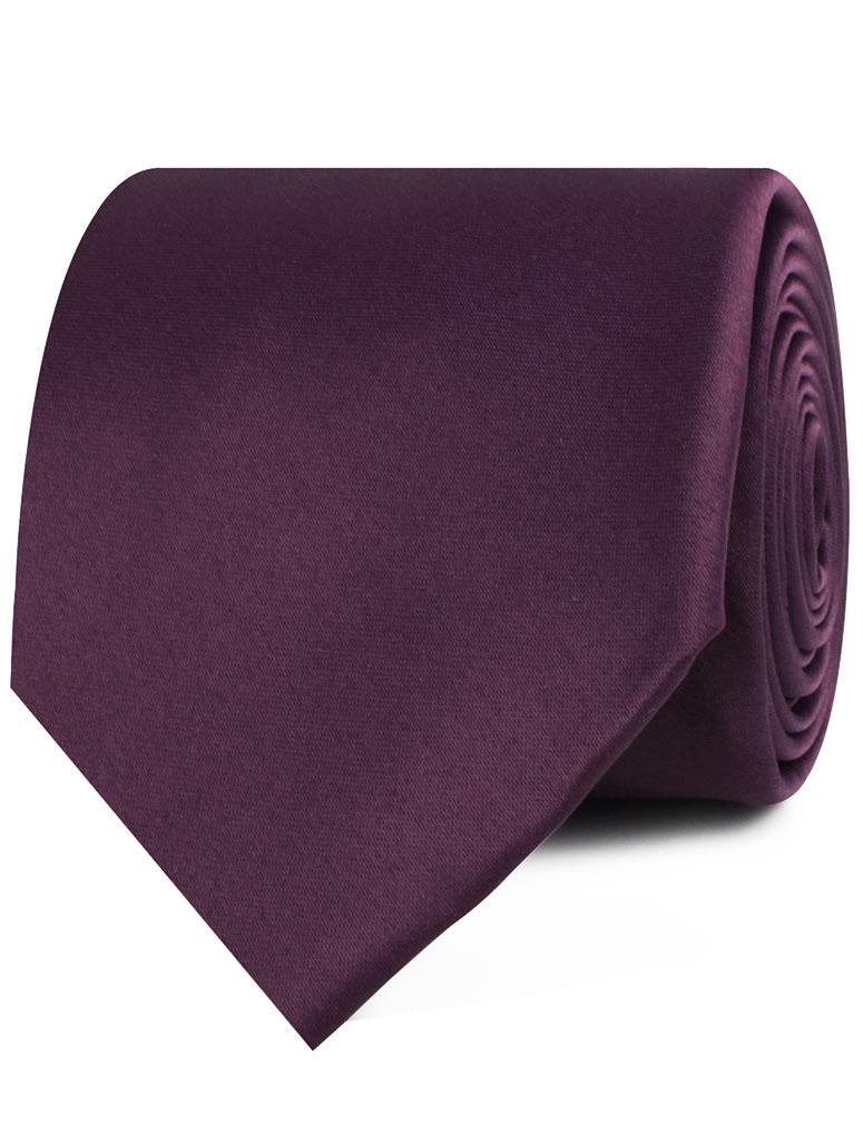 Aubergine Purple Satin Necktie - Image 2