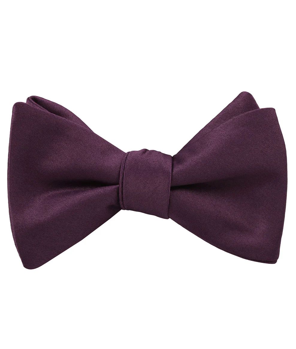 Aubergine Purple Satin Self Bow Tie - Image 2