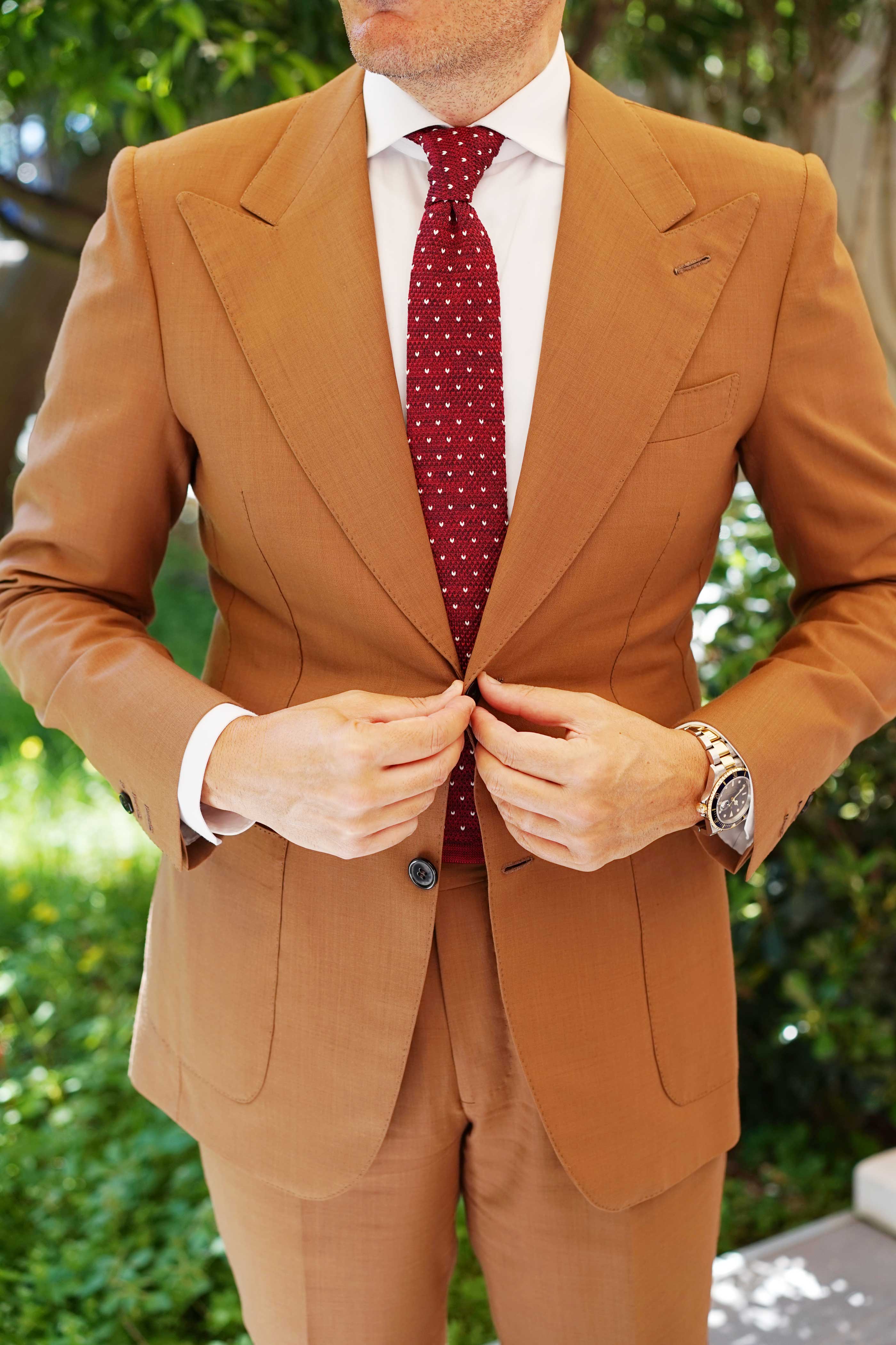 Augustus Caesar Maroon Knitted Tie - Image 6