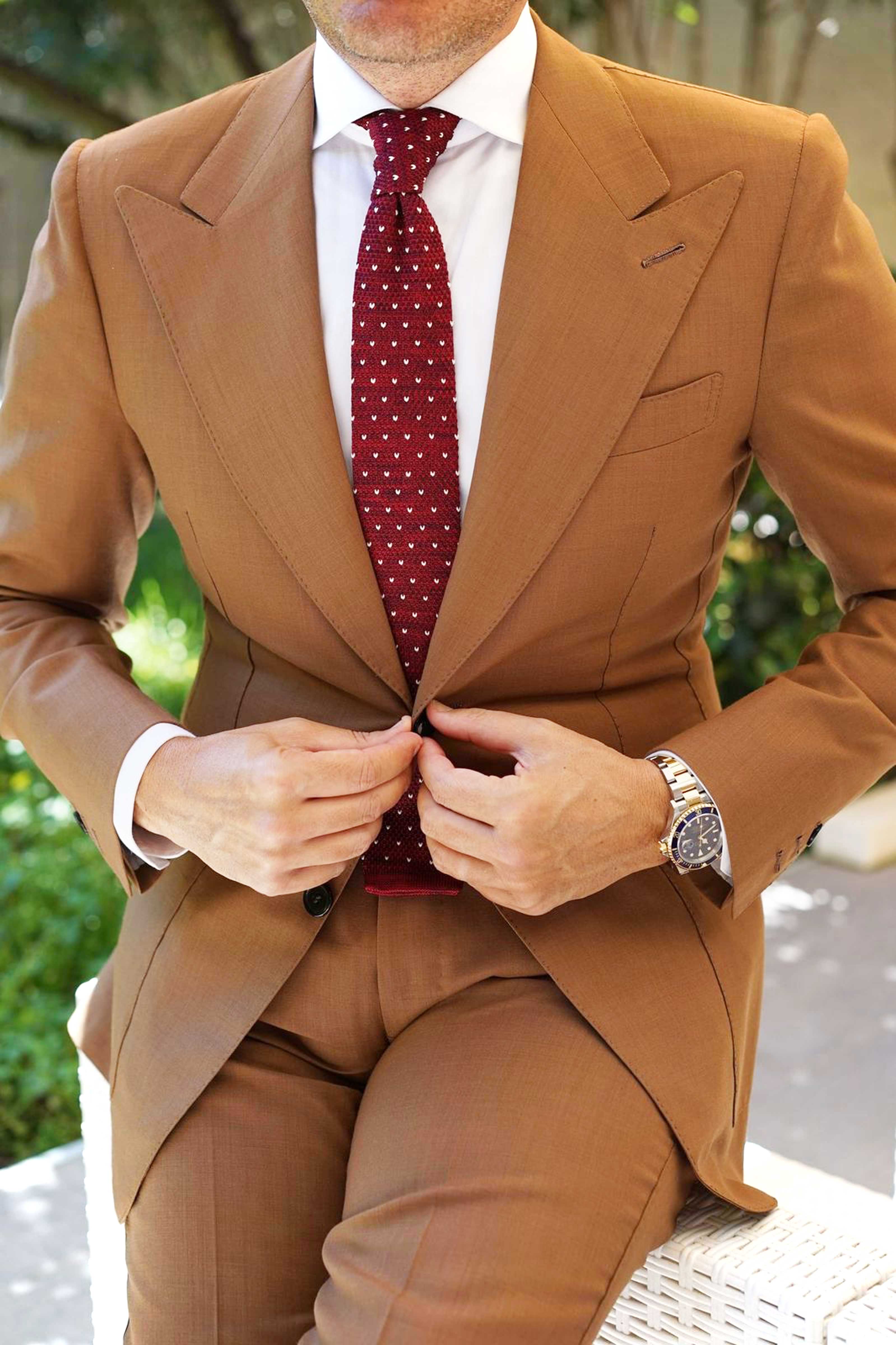 Augustus Caesar Maroon Knitted Tie - Image 7