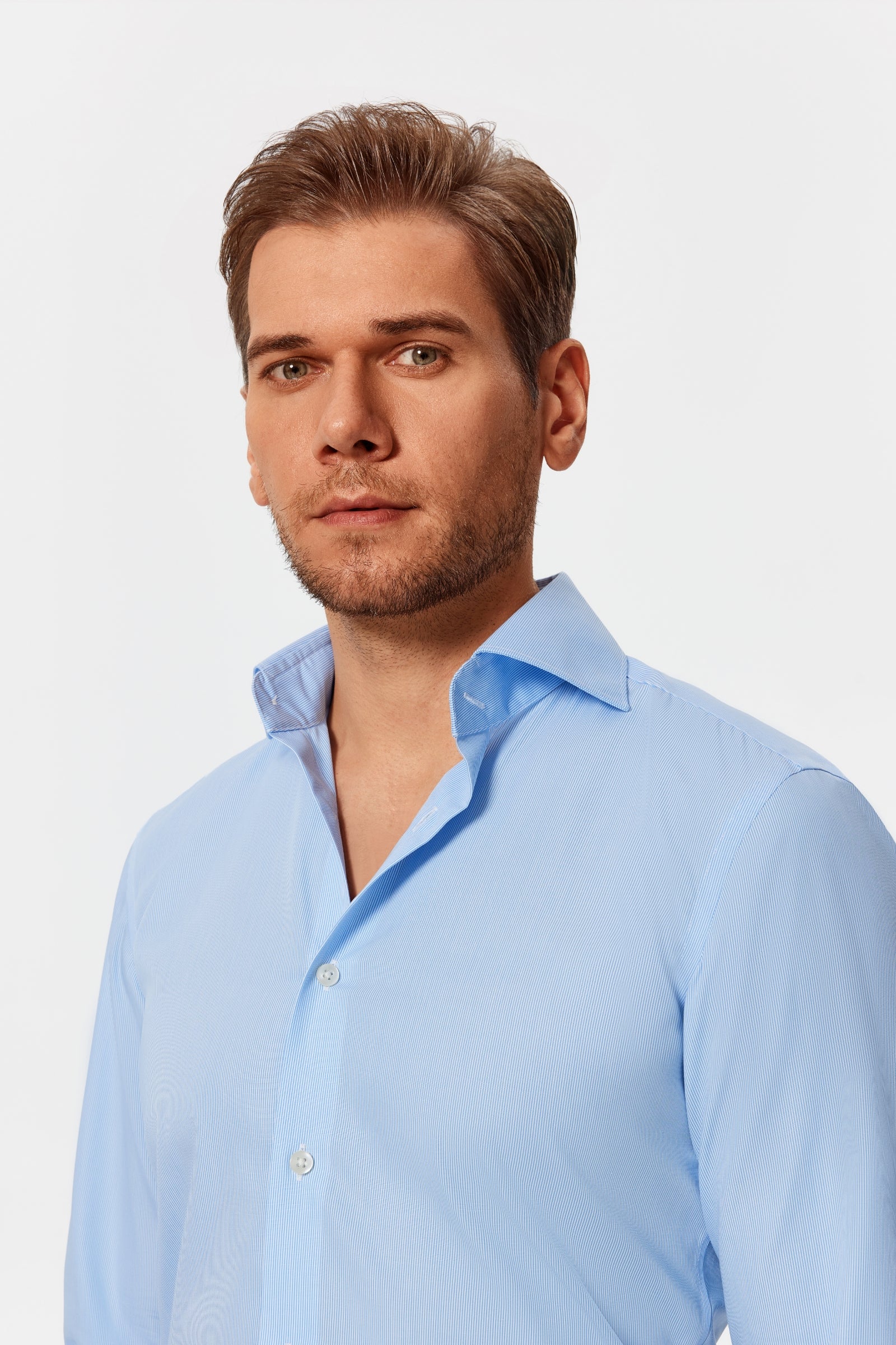 Babcock Blue Stripe Poplin Shirt - Image 13