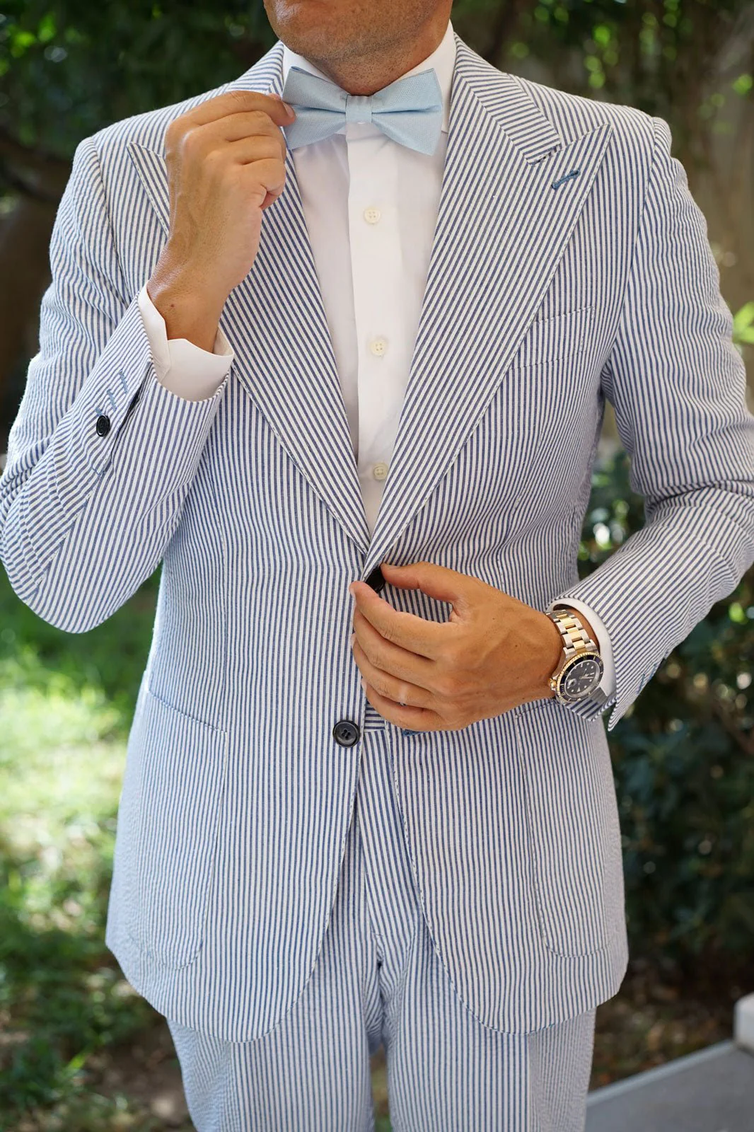 Baby Blue Herringbone Chevron Bow Tie - Image 4