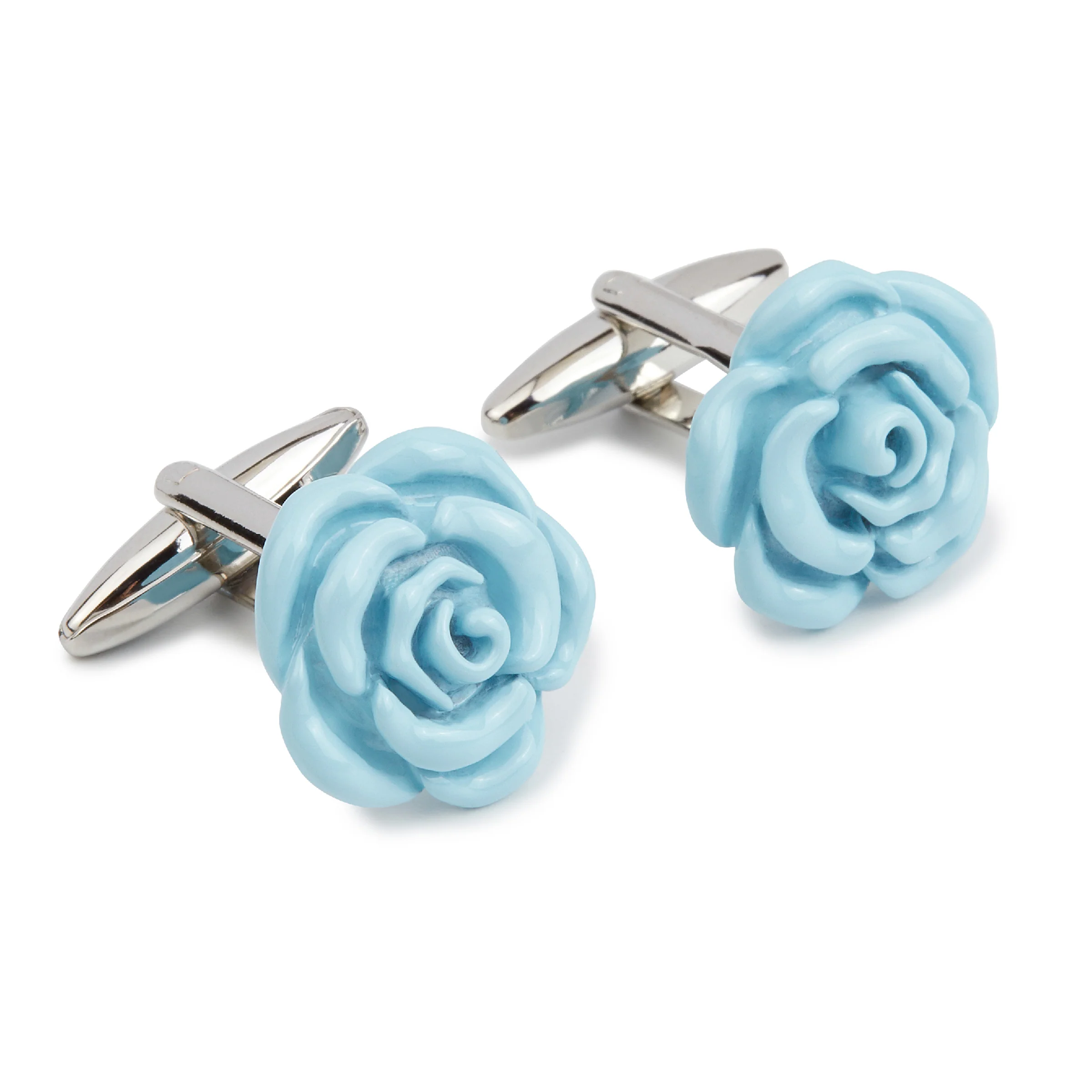 Baby Blue Rose Metal Cufflinks - Image 2