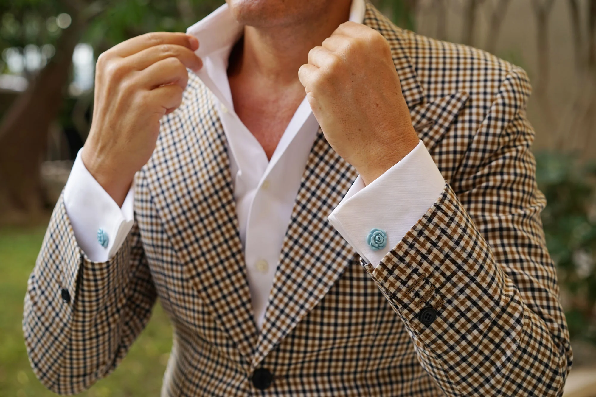 Baby Blue Rose Metal Cufflinks - Image 5