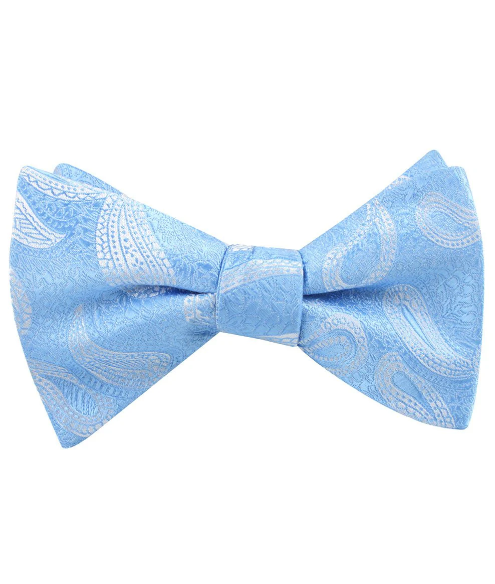 Baby Blue Teardrop Paisley Self Bow Tie - Image 2