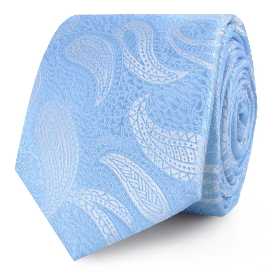 Baby Blue Teardrop Paisley Skinny Tie - Image 2