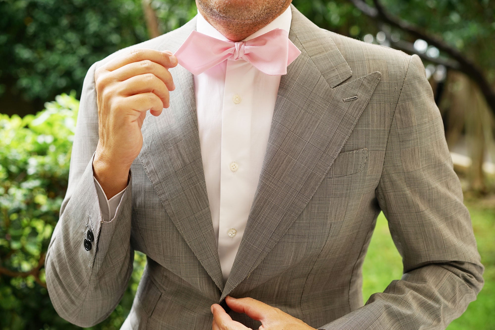 Baby Pink Self Tie Diamond Tip Bow Tie - Image 9