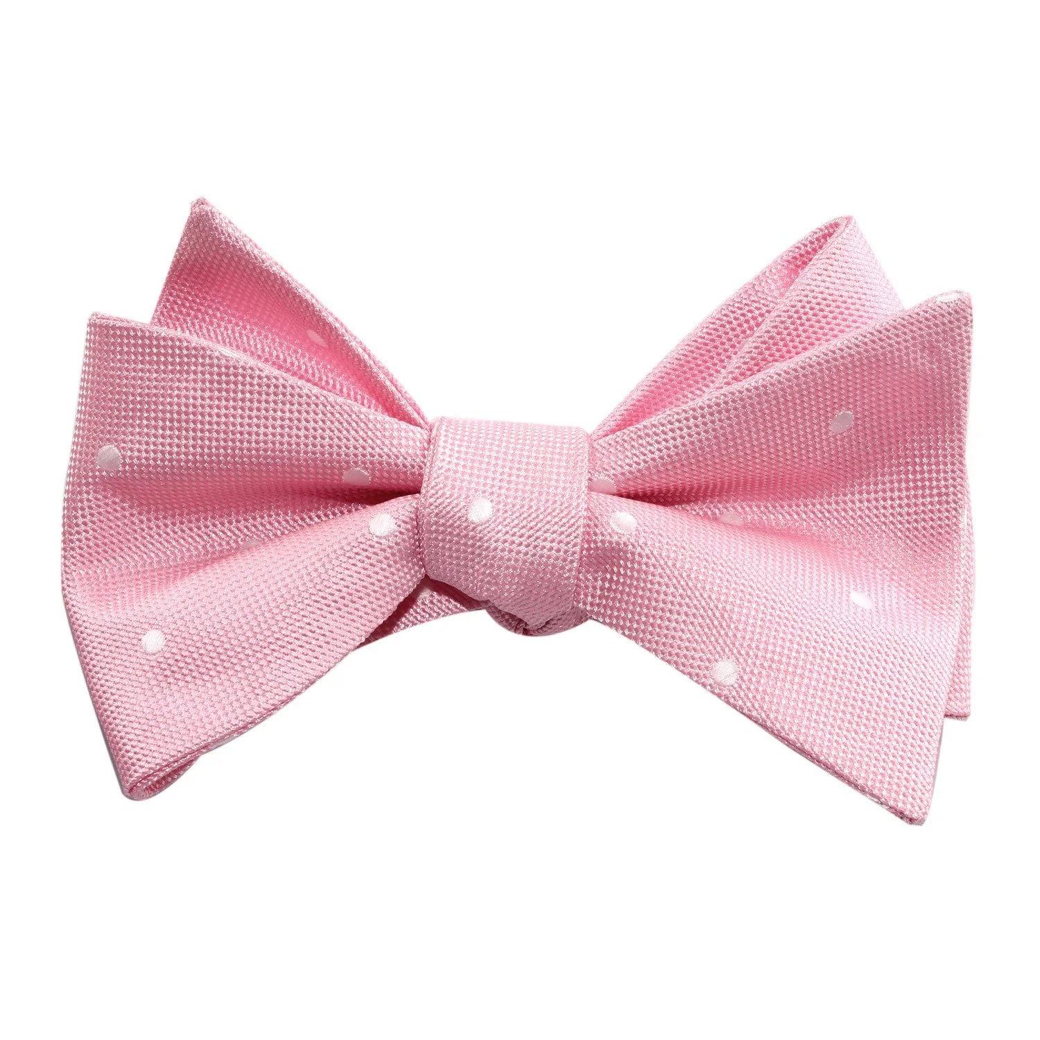 Baby Pink with White Polka Dots Self Tie Bow Tie - Image 2