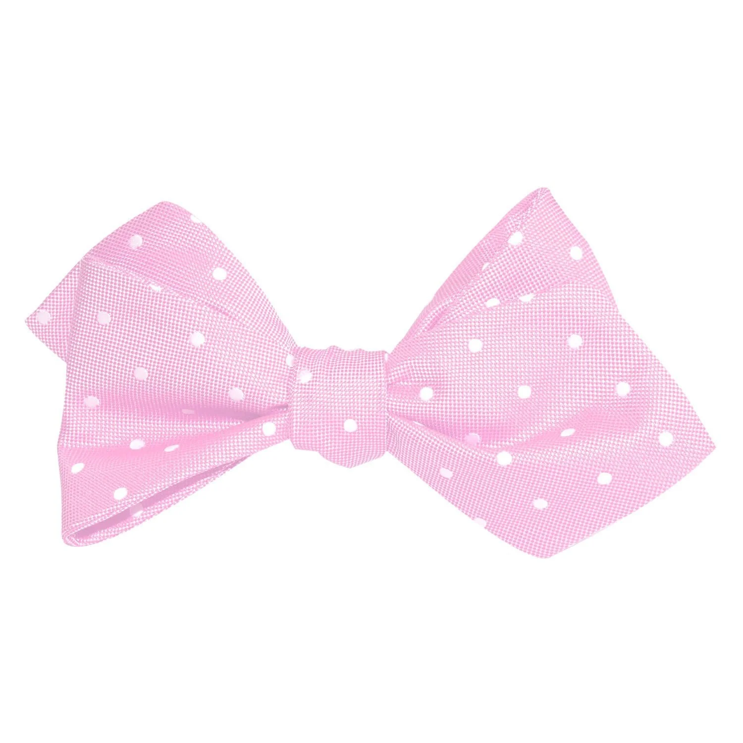 Baby Pink with White Polka Dots Self Tie Diamond Tip Bow Tie - Image 3