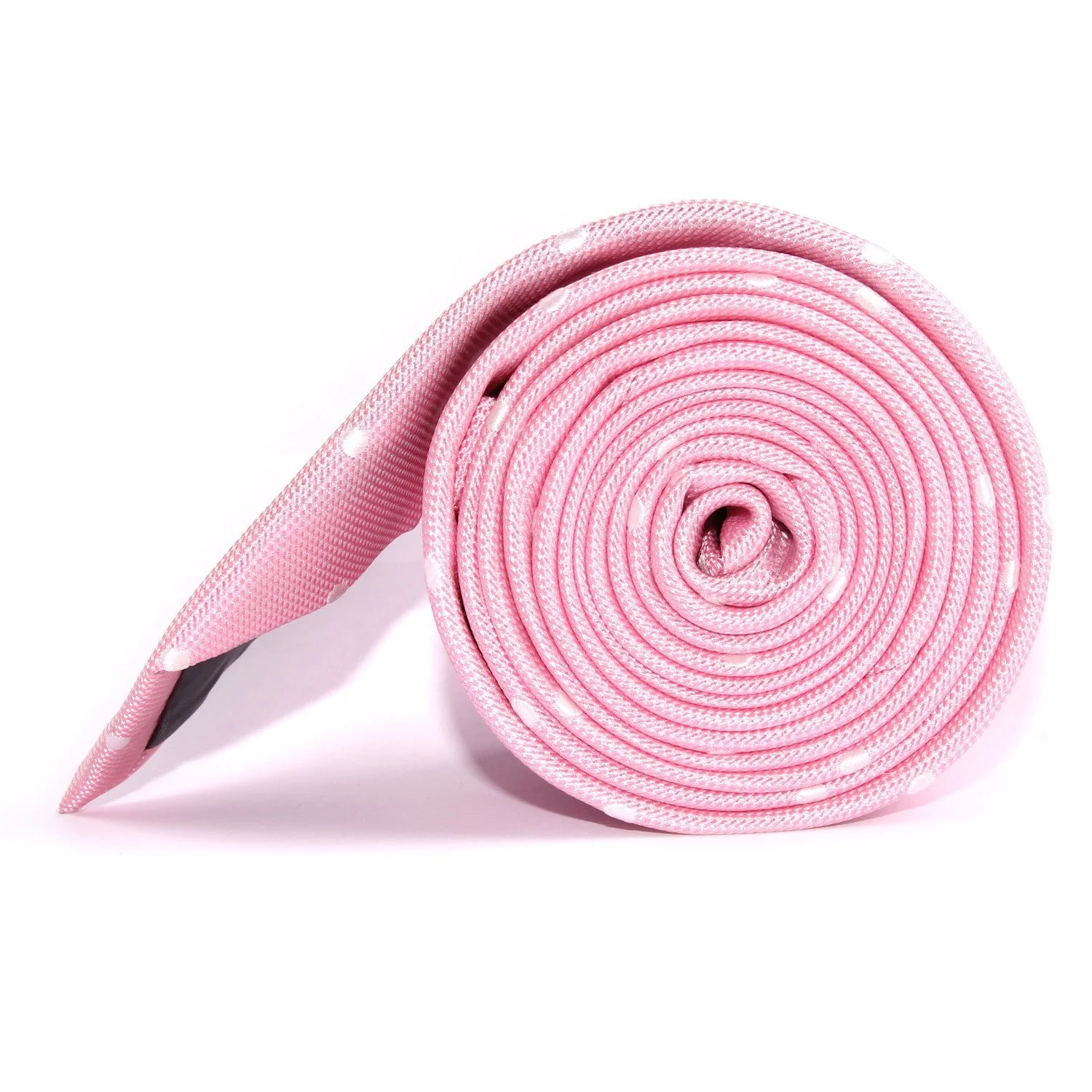 Baby Pink with White Polka Dots Skinny Tie - Image 3