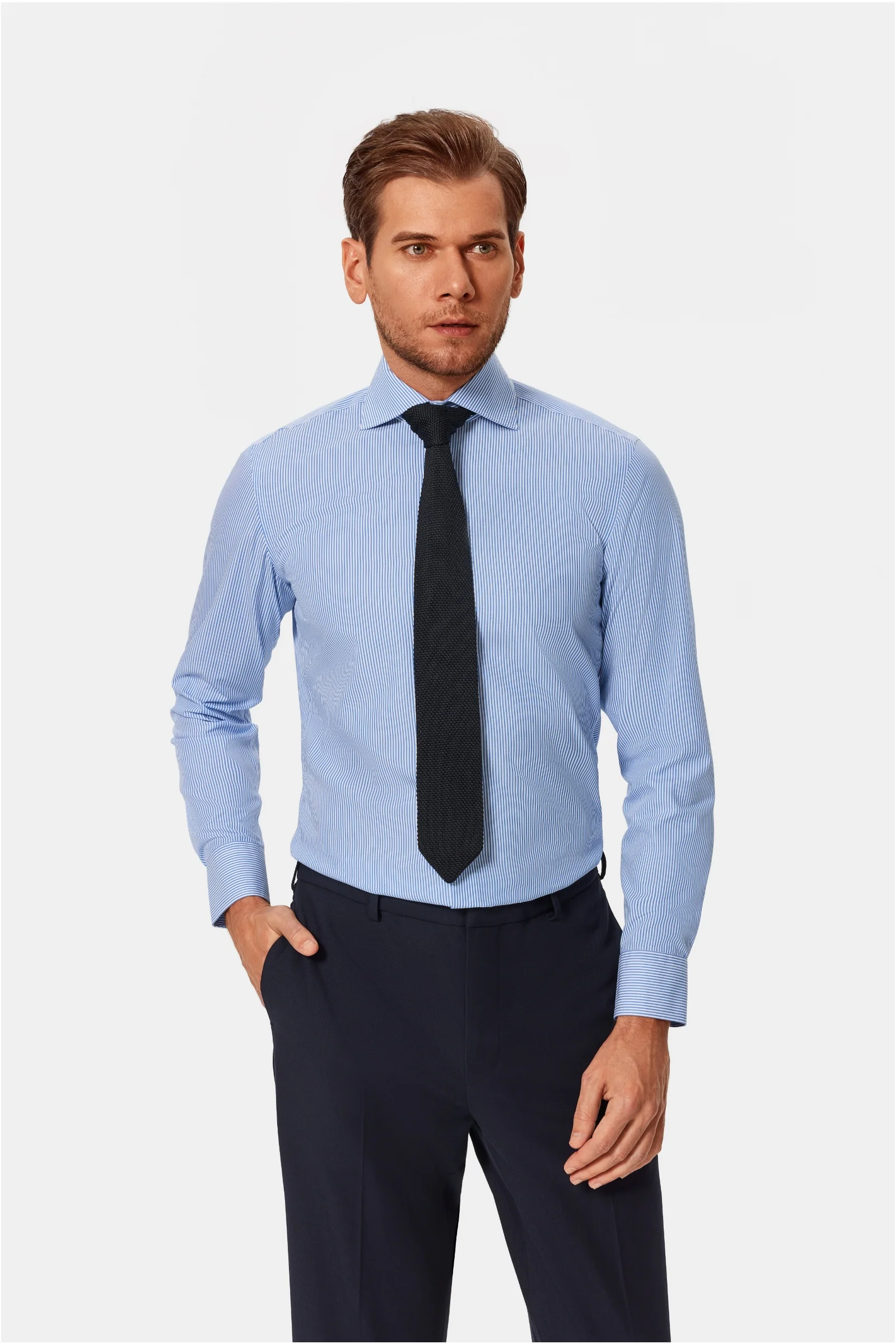 Bachman Blue Stripe Poplin Shirt - Image 4