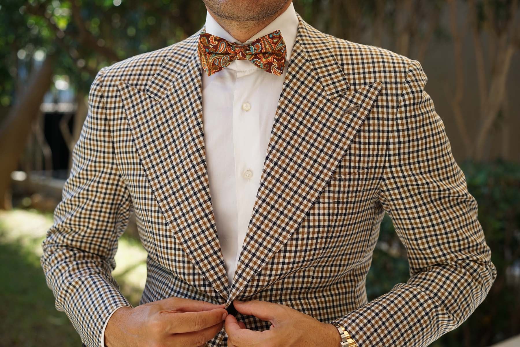 Baku Paisley Orange Bow Tie - Image 6