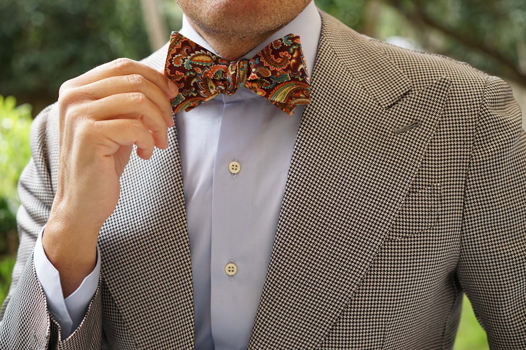 Baku Paisley Orange Self Bow Tie - Image 6