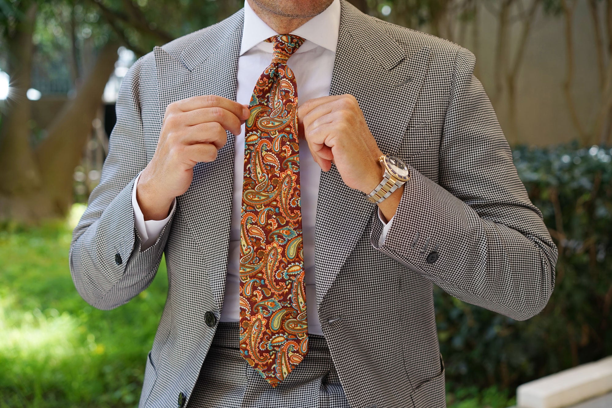 Baku Paisley Orange Tie - Image 4