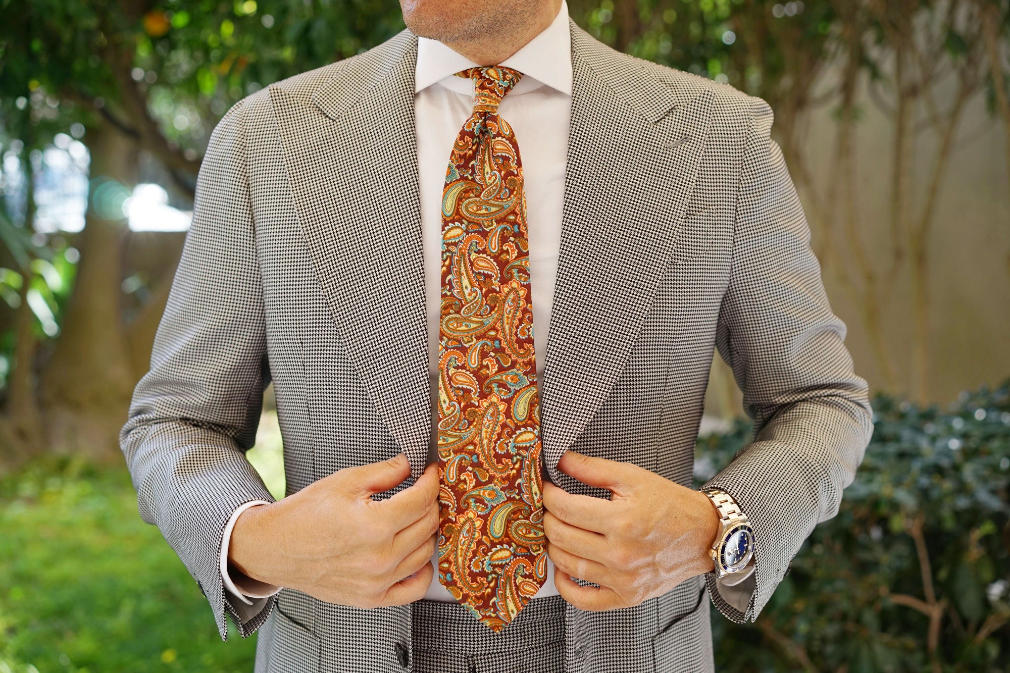 Baku Paisley Orange Tie - Image 6
