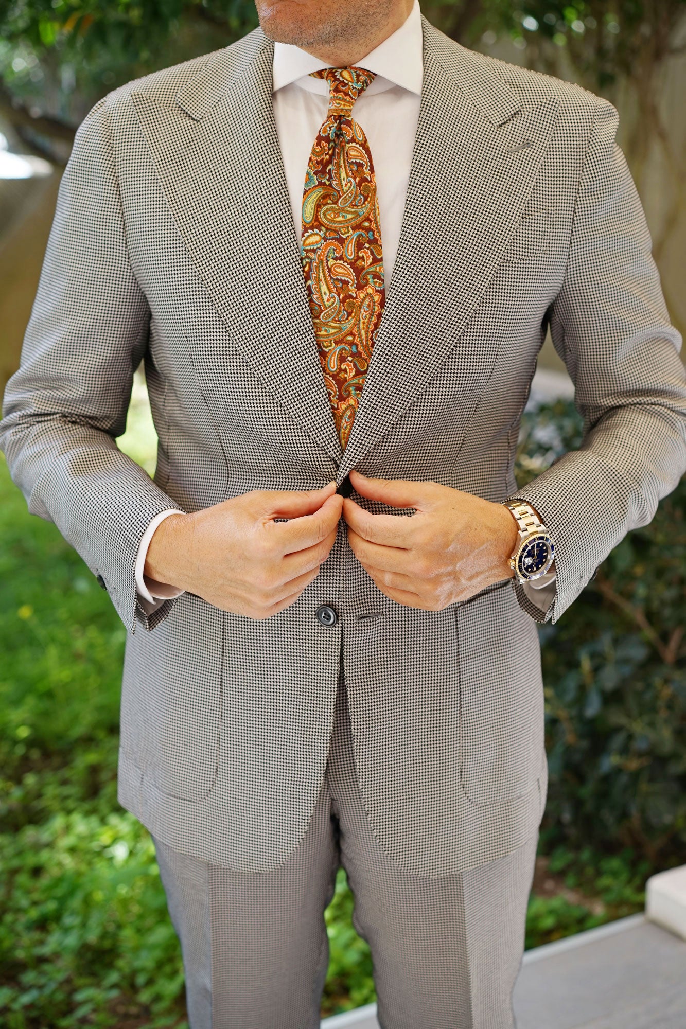 Baku Paisley Orange Tie - Image 7
