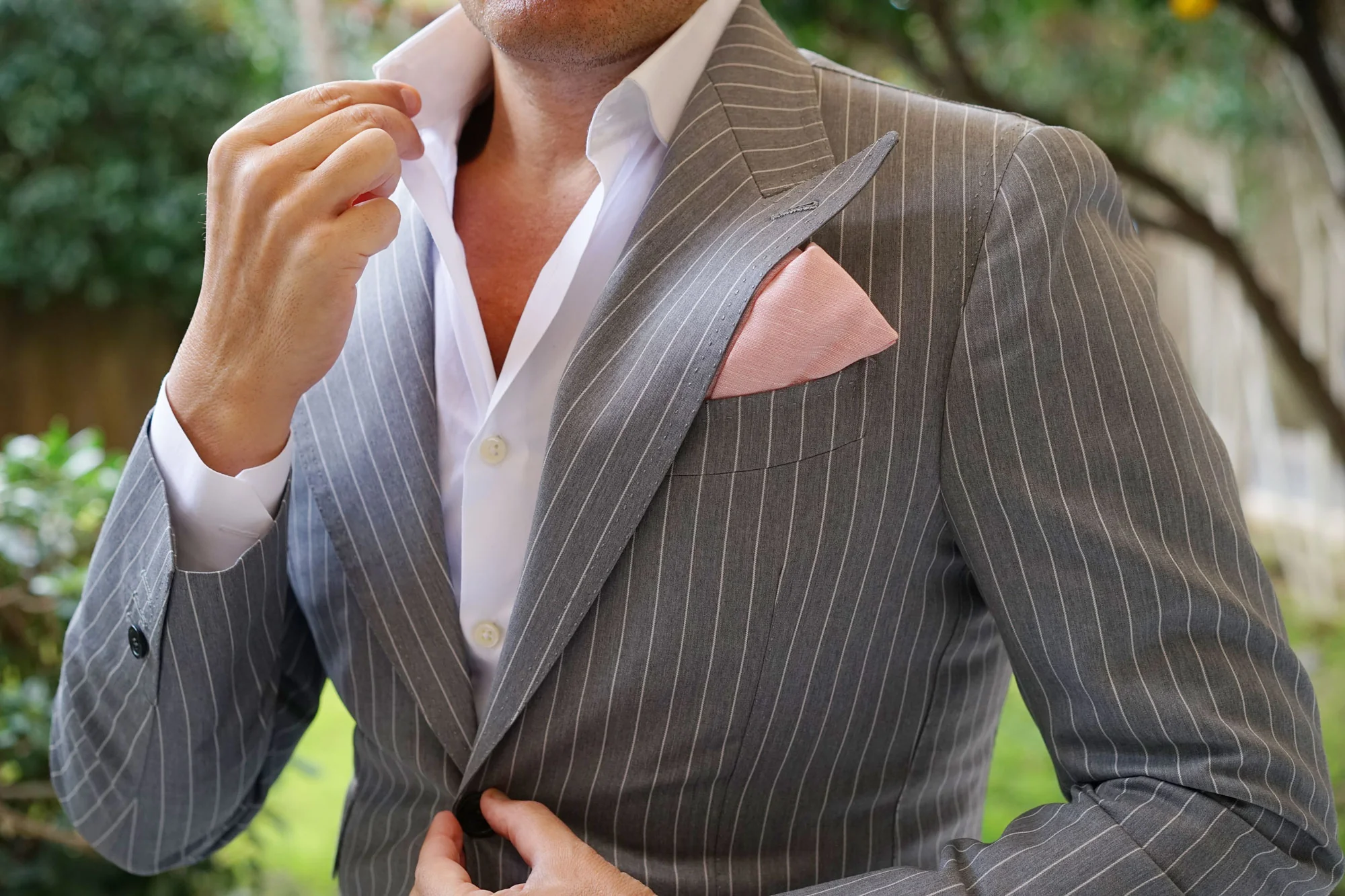 Ballet Blush Pink Chambray Linen Pocket Square - Image 6