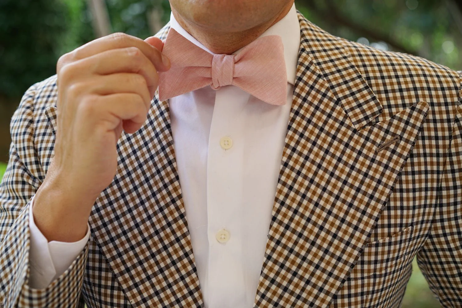 Ballet Blush Pink Chambray Linen Self Bow Tie - Image 8