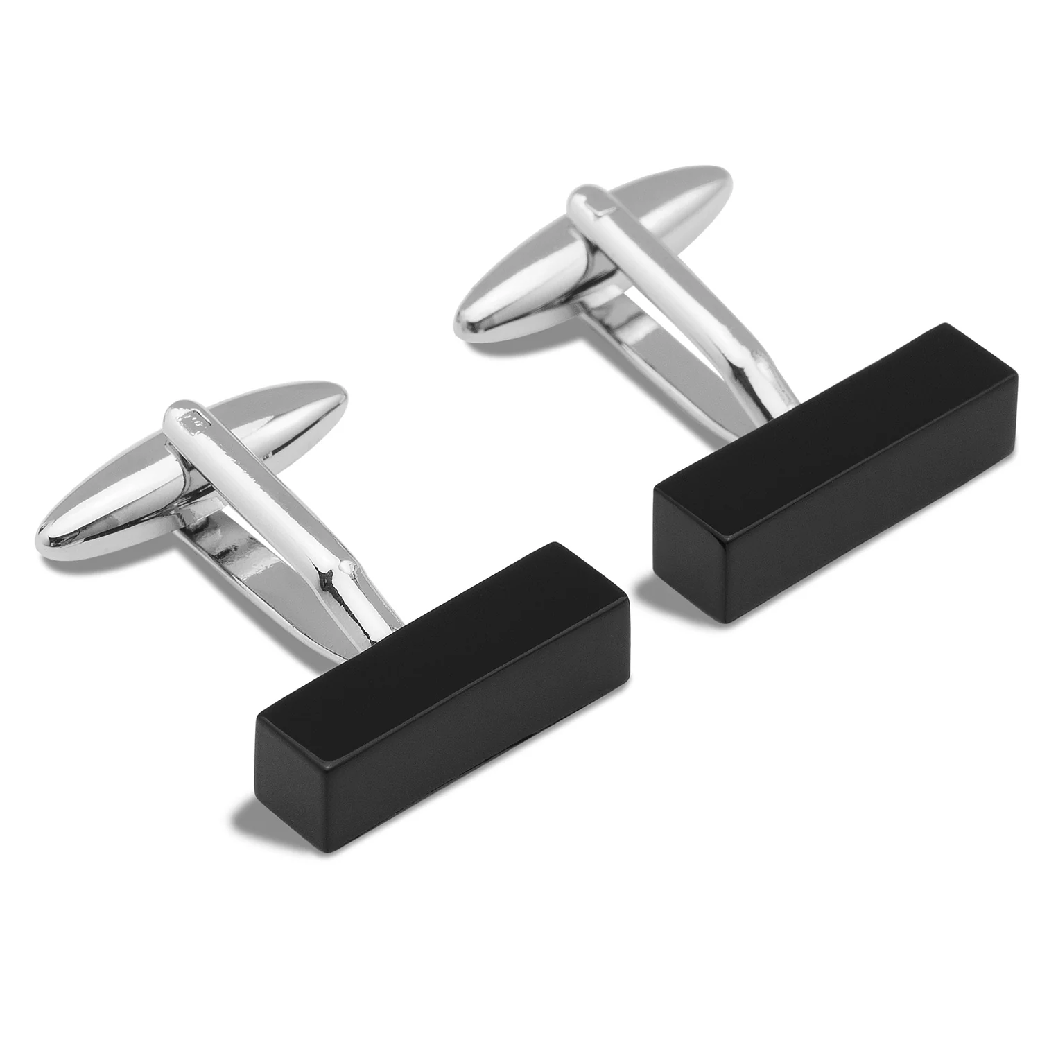 Bar Black Rectangle Cufflinks - Image 2