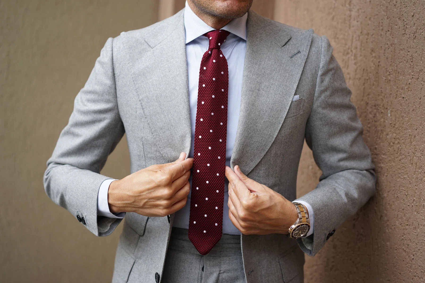 Barbados Burgundy Knitted Tie - Image 10