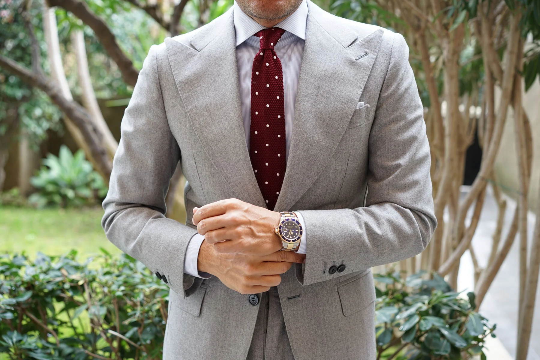 Barbados Burgundy Knitted Tie - Image 5