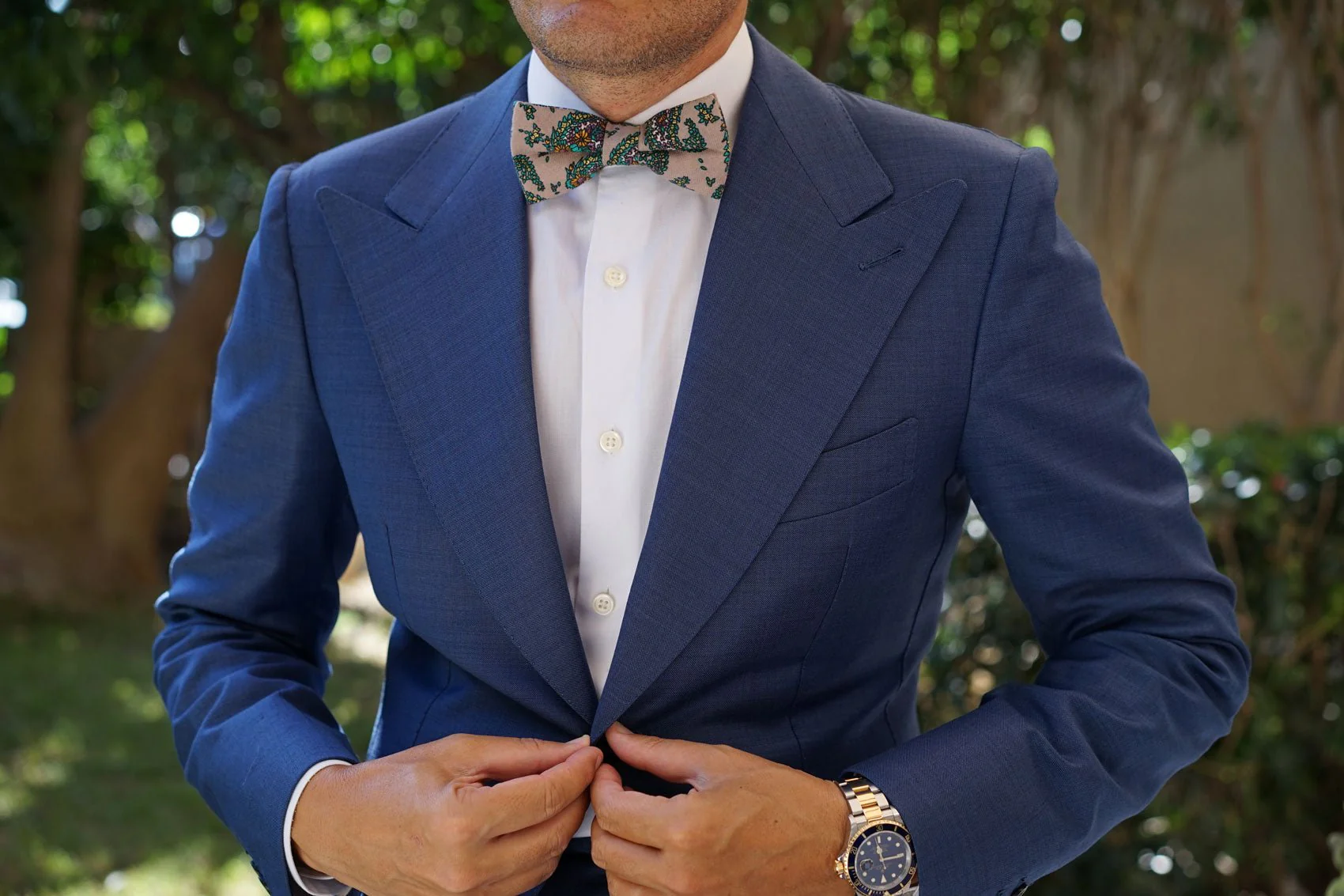 Bay of Kotor Light Brown Paisley Bow Tie - Image 3