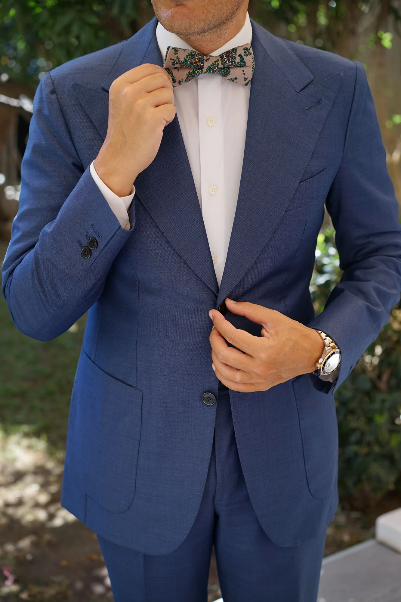 Bay of Kotor Light Brown Paisley Bow Tie - Image 4