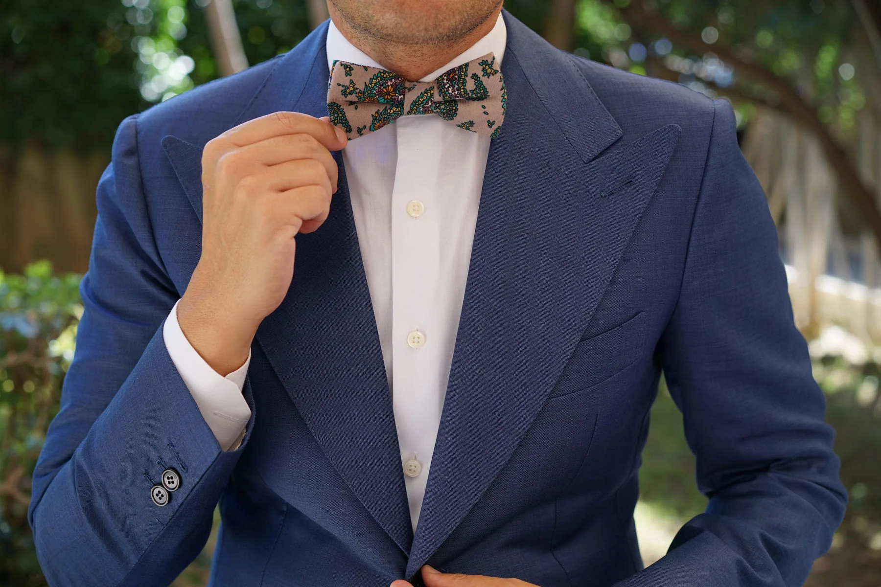 Bay of Kotor Light Brown Paisley Bow Tie - Image 5