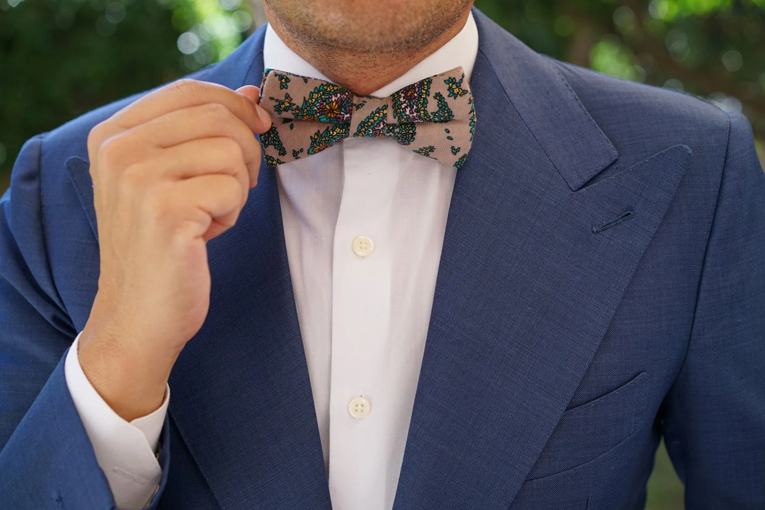 Bay of Kotor Light Brown Paisley Bow Tie - Image 6