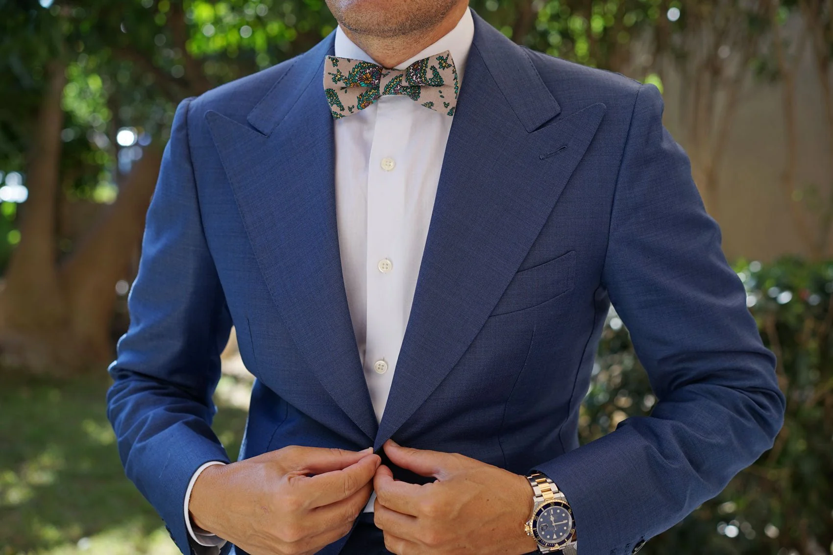 Bay of Kotor Light Brown Paisley Bow Tie - Image 7