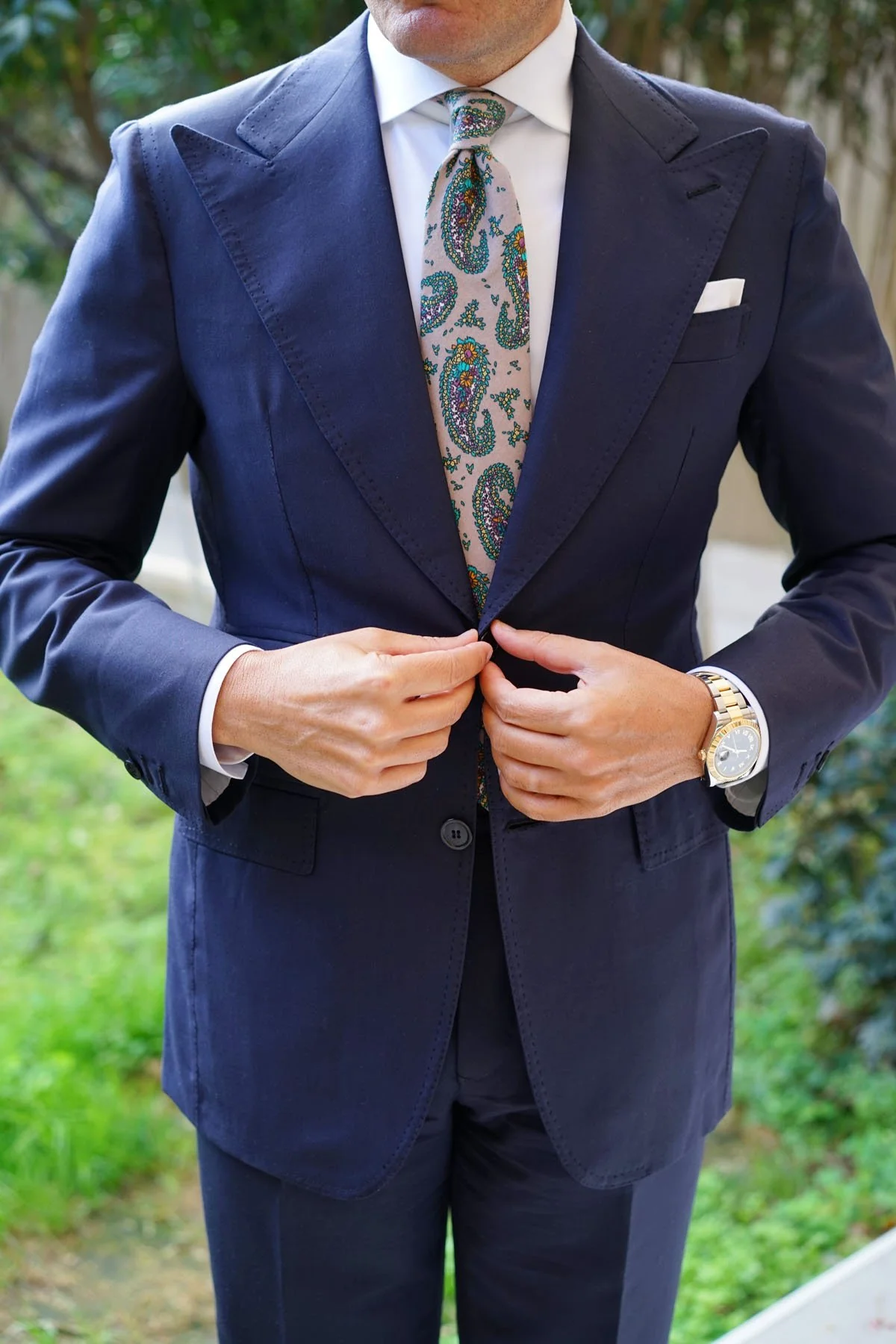 Bay of Kotor Light Brown Paisley Necktie - Image 5
