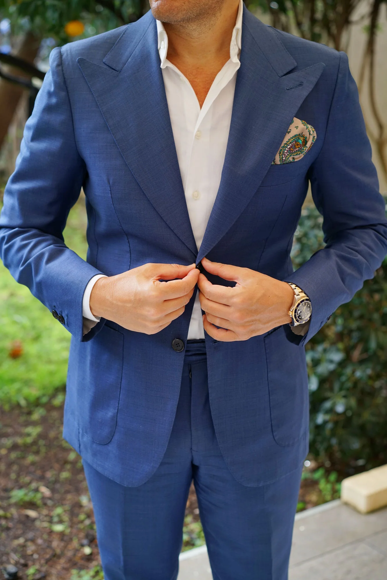 Bay of Kotor Light Brown Paisley Pocket Square - Image 4