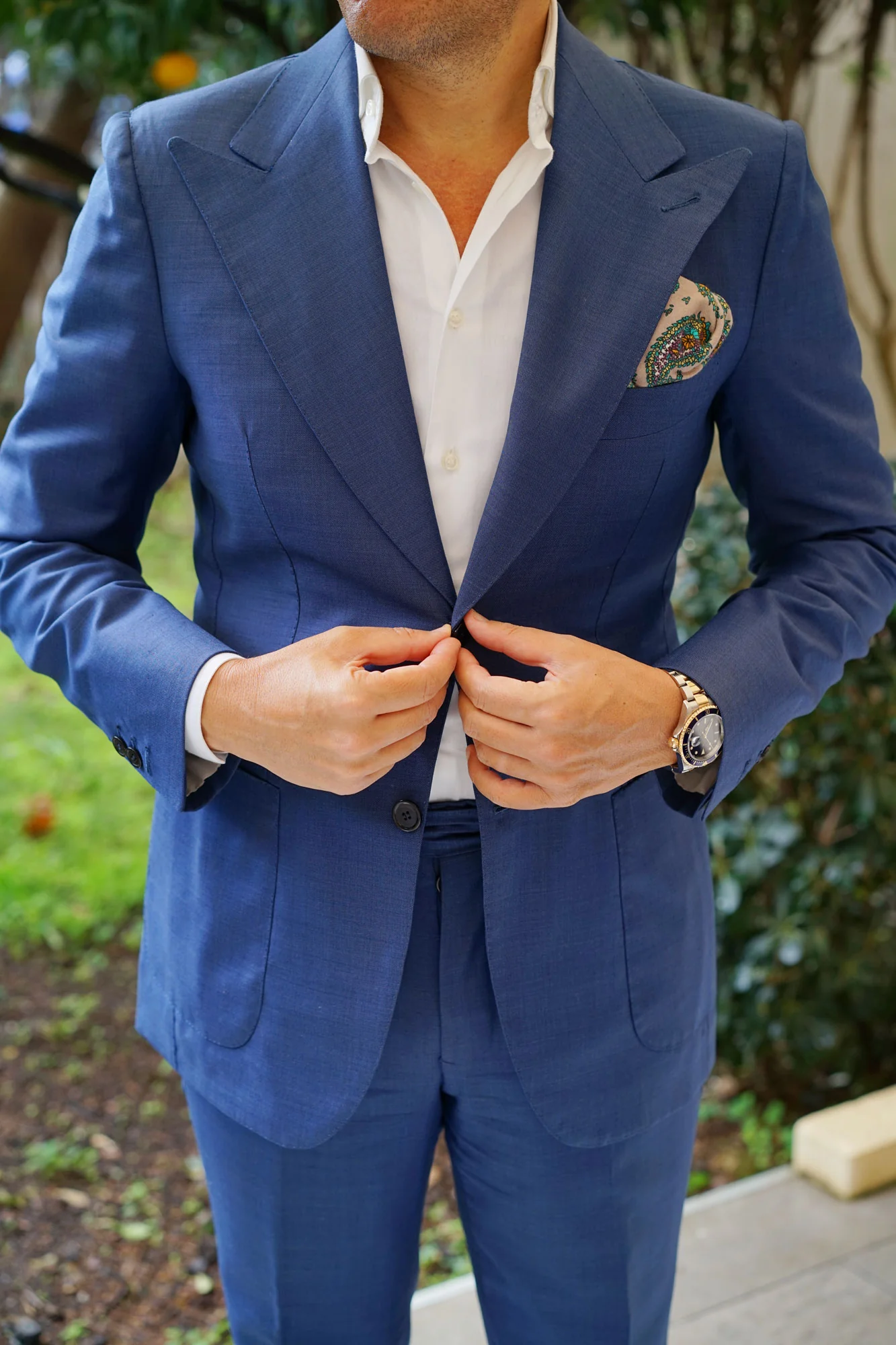 Bay of Kotor Light Brown Paisley Pocket Square - Image 8